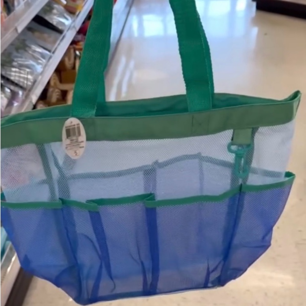 Target blue with green mesh beach pool tote bag